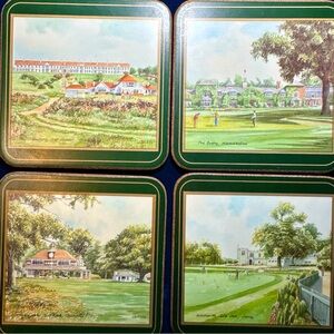 Pimpernel Famous British Golf Clubs Vintage Coasters David Wilcox Prints